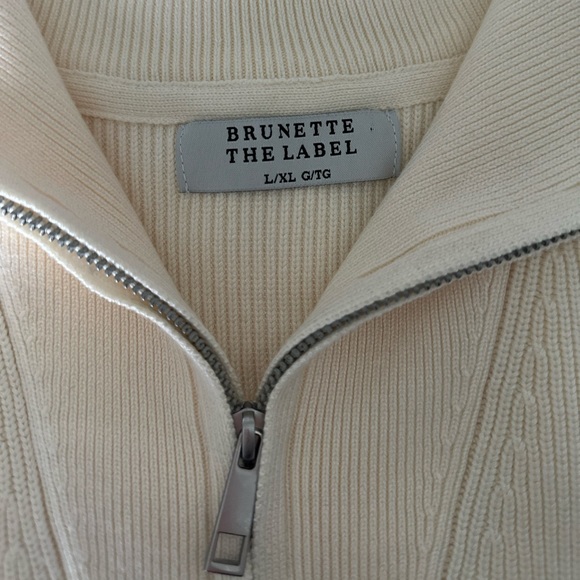 Brunette The Label Half Zip. L/XL. Cream in colour. - Picture 2 of 3